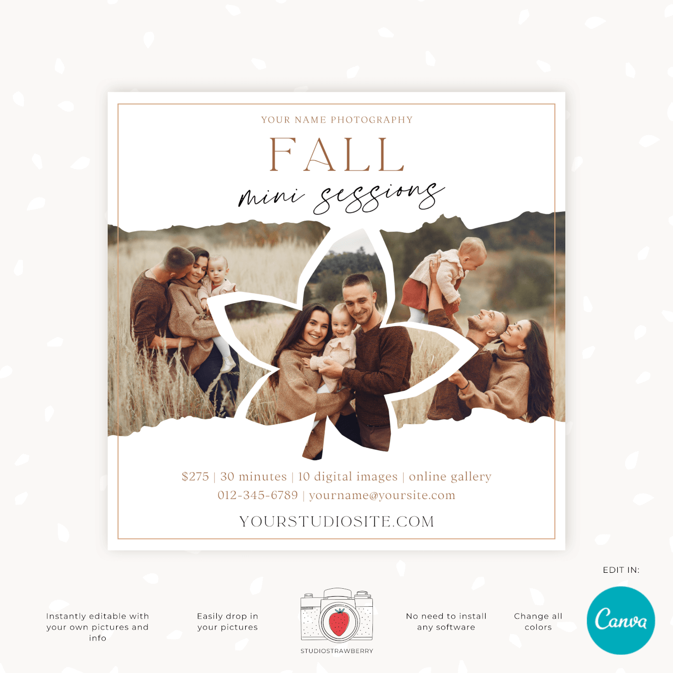 Customizable autumn mini session flyer