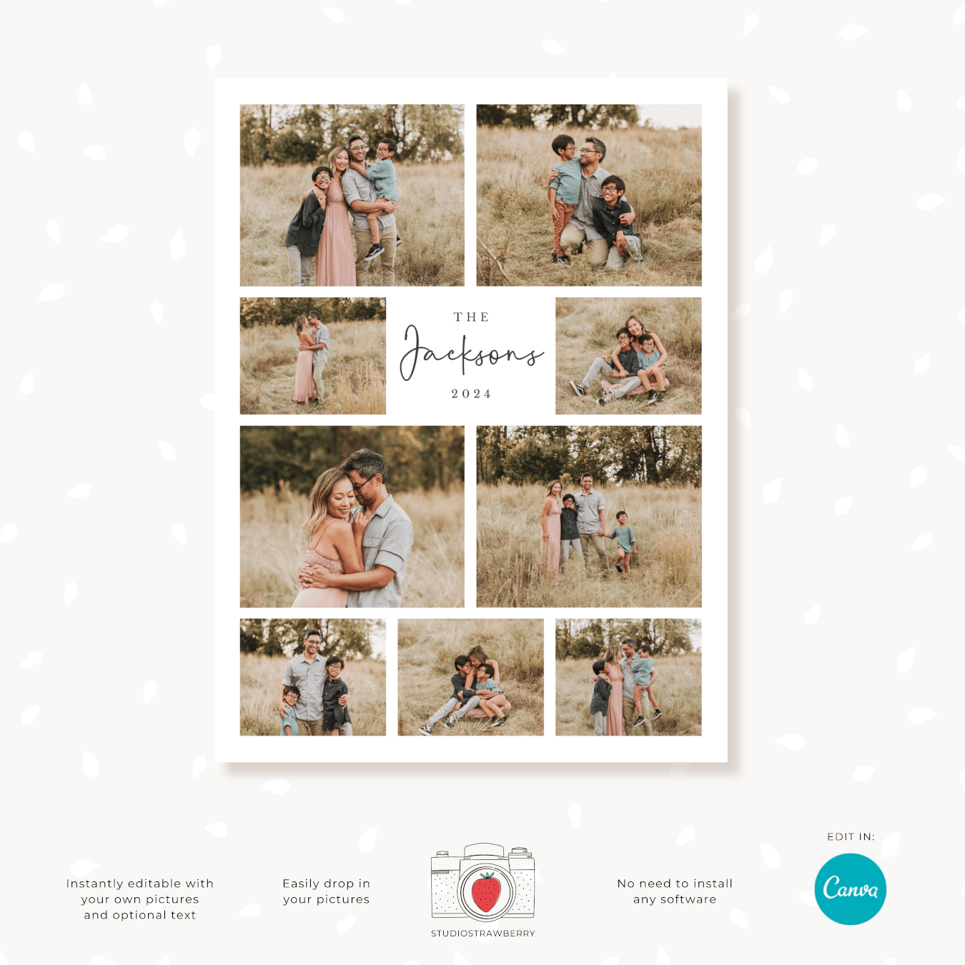 Editable family photo collage template
