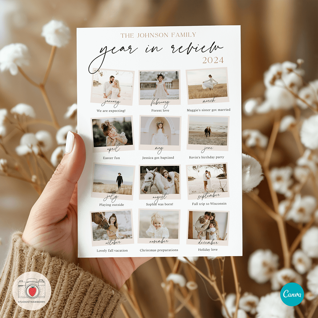 double-sided year in review photo card template