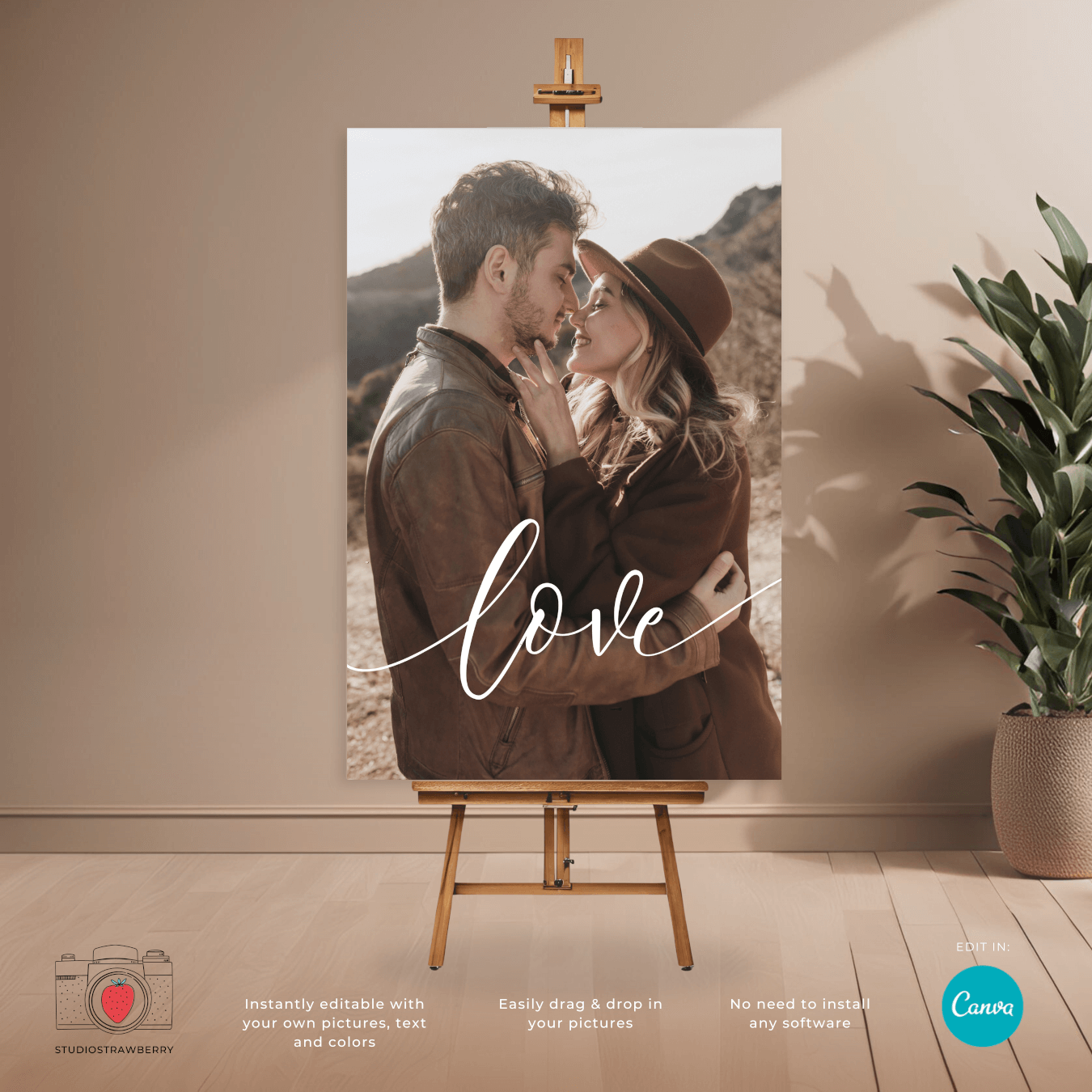 Editable love poster Canva template