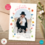 Printable wildflower graduation photo card with editable layout for Canva users.