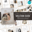 Editable wedding photography welcome guide Canva template with elegant design and customizable sections.