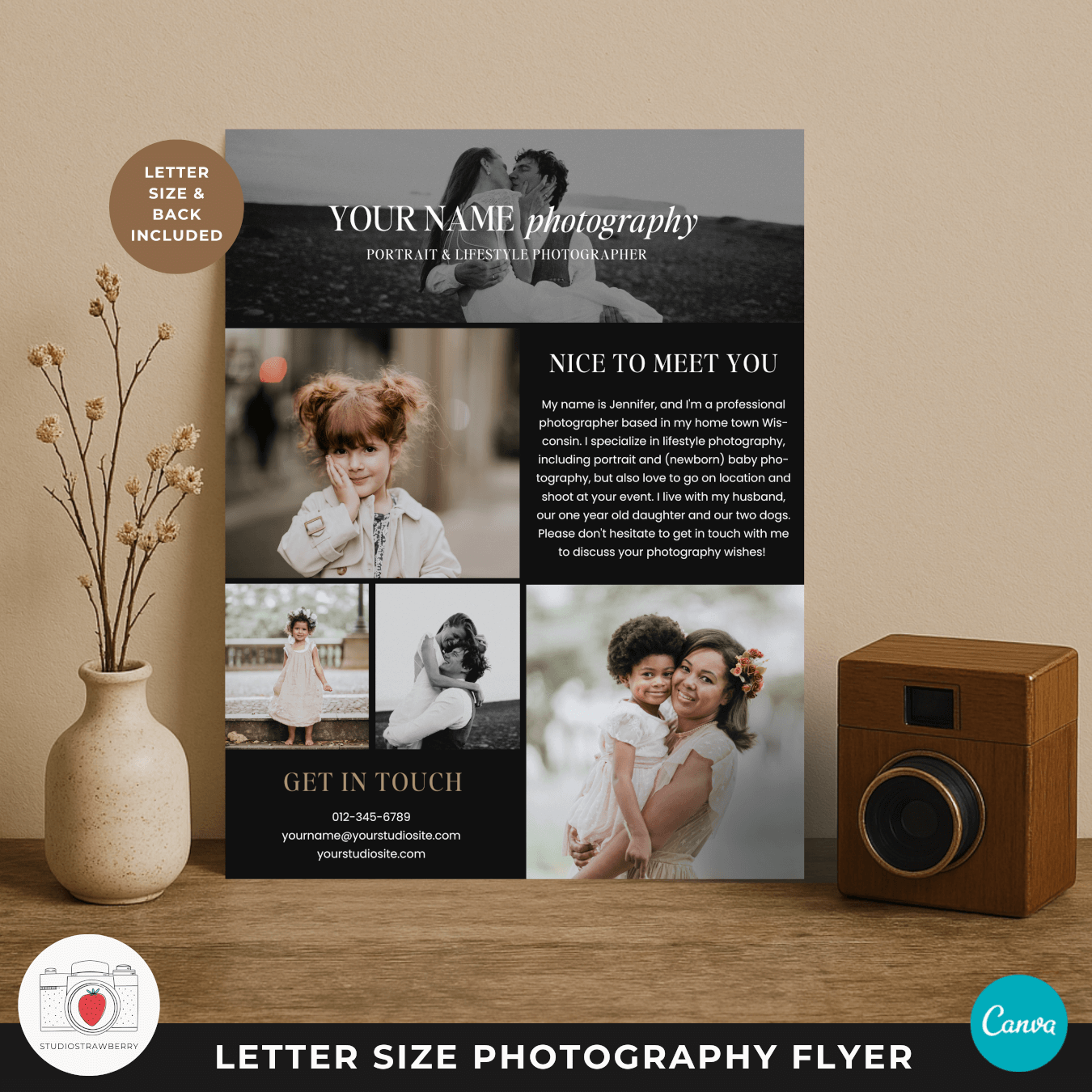Fully editable Canva flyer template for photographers