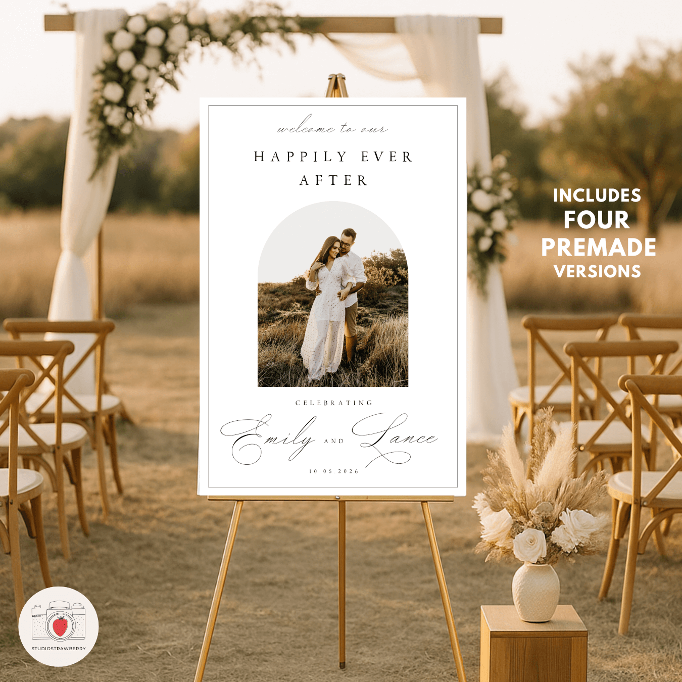 Canva template for personalized photo wedding signage