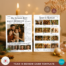Newspaper Christmas card template with classic masthead and monthly grid, editable in Canva.