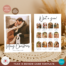 Front and back view of a year in review card template Canva with matching photo front and 12 month grid on the back.